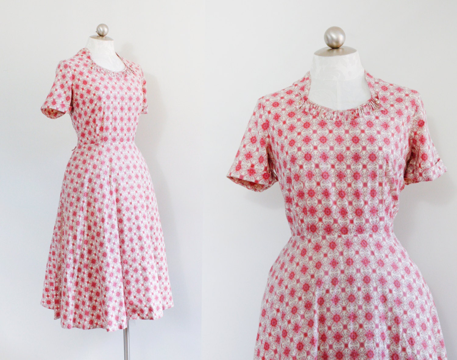 50s Dogwood Days dress with full skirt // size L