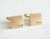 Arrow stamped brass cufflinks - mens bohemian accessories for wedding day and every day - made in the USA by white trufflA
