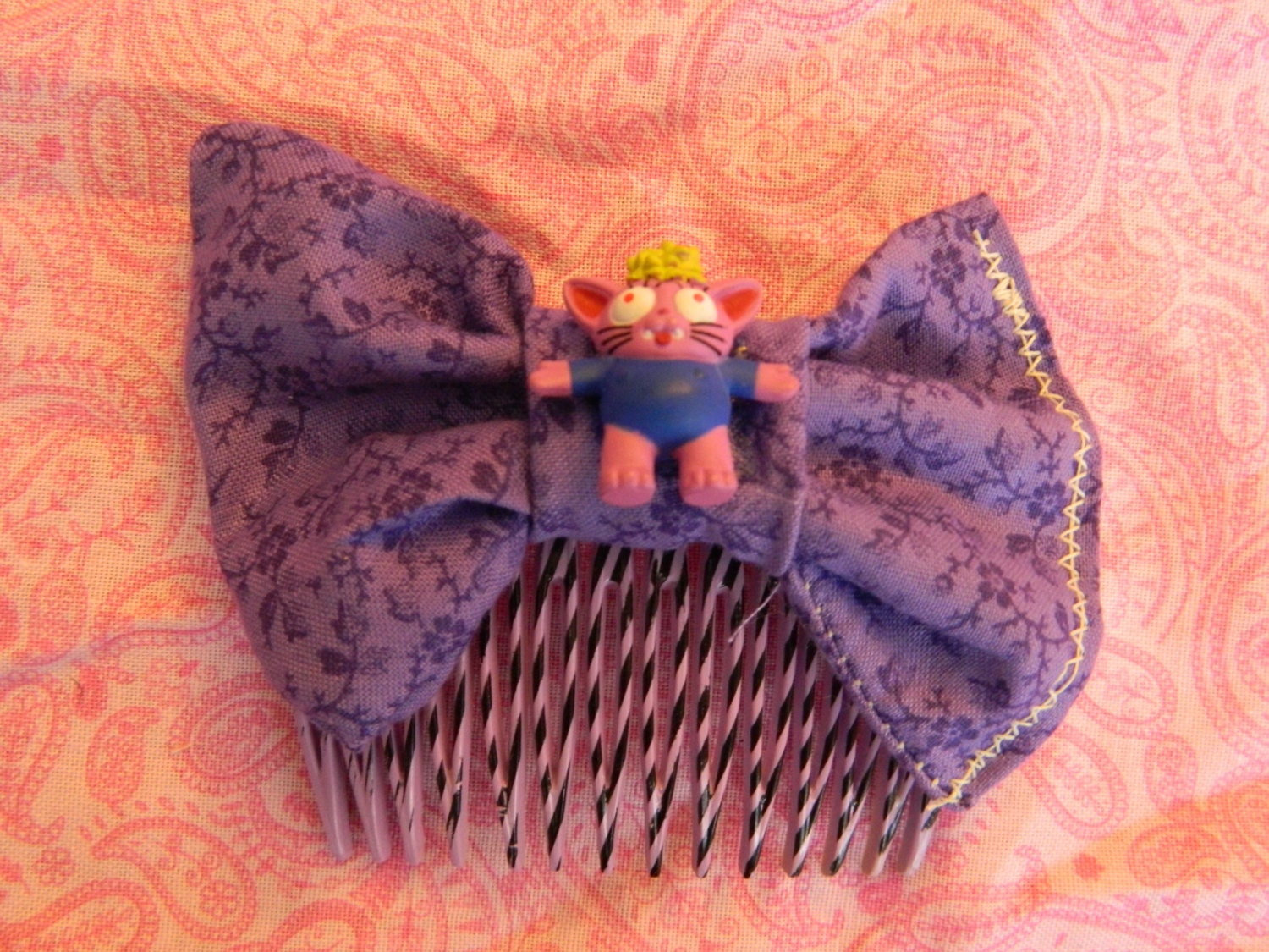 Purple Bow Haircomb