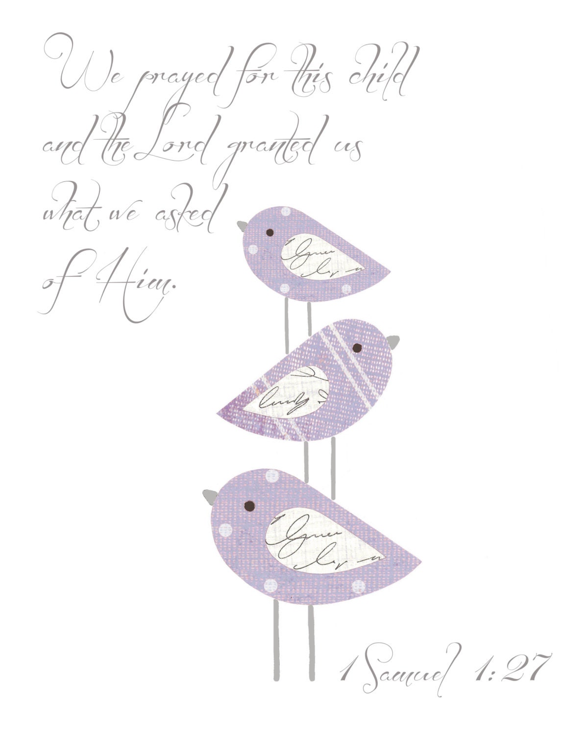 Girl Baptism gift, We prayed for this child, lavender nursery, Christian art, baby girl nursery, Scripture verse, Brooklyn Pottery Barn