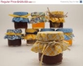 ON SALE  15% off 50 Yellow and Blue Wedding Favors Mini Mason Jars
