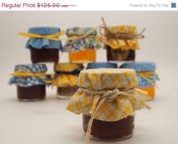 ON SALE 15% off 50 Yellow and Blue Wedding Favors Mini Mason Jars Il_570xn