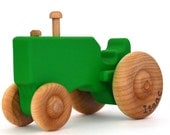 Wooden Toy Tractor - Wood Toy - Waldorf Toy - Push Toy - Personalized - Green Tractor