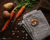 Set of 2 Check Linen Tea Towels, Rustic Country Feeling, Wrinkled Texture