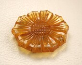Vintage Bakelite Buckle - Carved Applejuice Glitter Confetti Sunflower