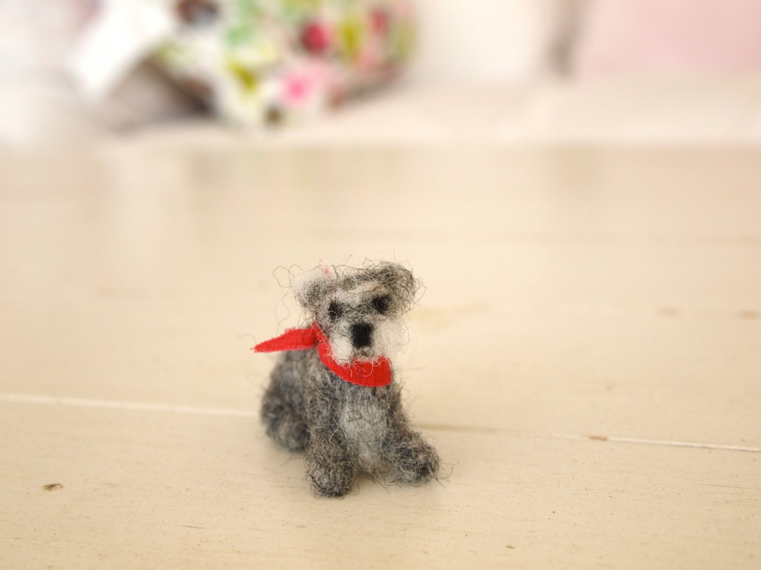 Tiny Schnauzer, Terrier like felted doggie to keep you company
