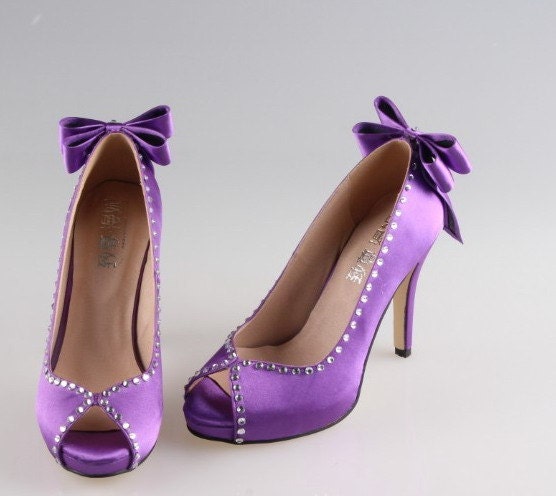 Royal purple crystal shoes with bow