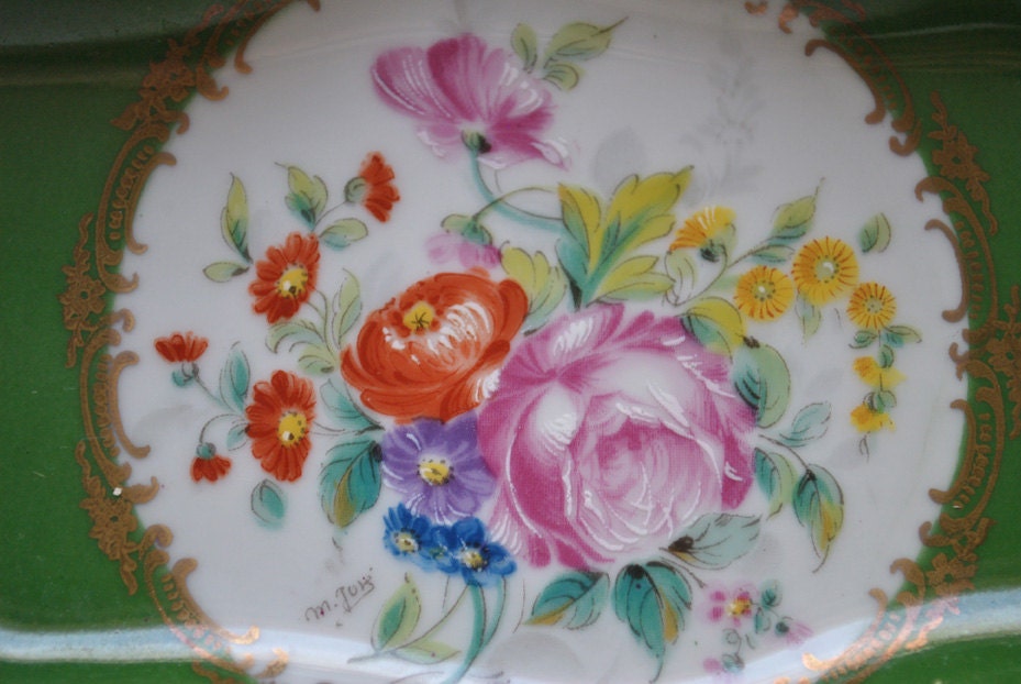 Vintage LImoges hand painted dish, floral, Made in France, Cottage Chic, Belle Epoche porcelain, collectible porcelain, French Home decor