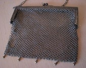German Silver Chain Mesh Purse 1920s Flapper Edwardian Antique