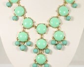 Mint Green Bubble Bib Necklace,Small Bubble Necklace, Handmade Bubble Jewelry Bib Necklace Statement Necklace(XL0301-20MM Size)