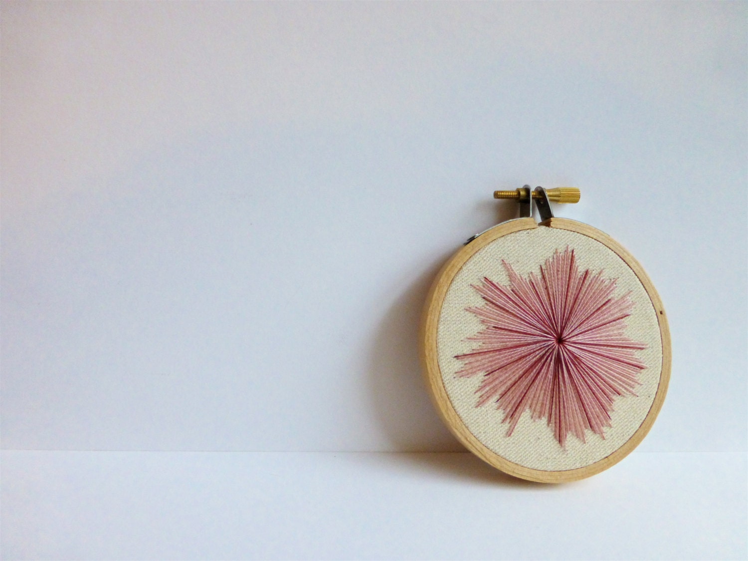 Cherry Blossom Starburst Embroidery Hoop Art - Pink and Maroon