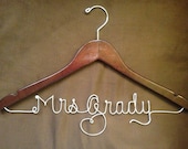 SALE Custom  wedding dress hanger with FREE heart ornament, bride hanger, wedding dress hanger, bridesmaid, gift