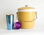 Ice Bucket-Mustard & White Plastic -Olympian Therm-O-Ware