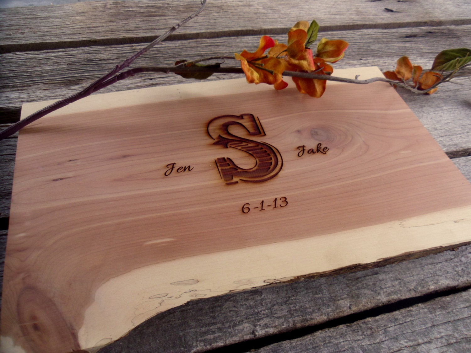 Wedding Guest Book Alternative Custom and Personalized  Rustic Tree Slice