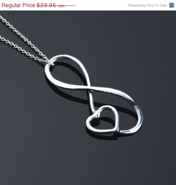 Wedding Sale Infinity Pendant - Heart Necklace - Infinity Jewelry - Heart Jewelry - Argentium Sterling Silver - Handmade