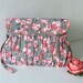Pink and Grey Clutch, pink roses pleated wristlet clutch