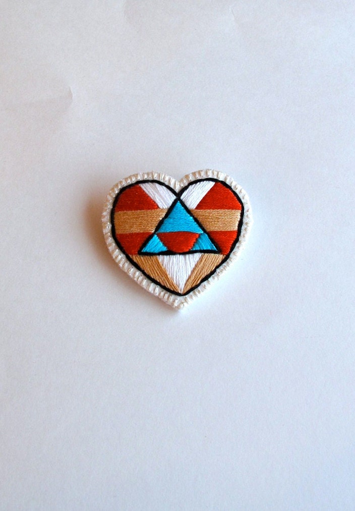 Heart jewelry embroidered geometric in Southwest design for Valentine's Day