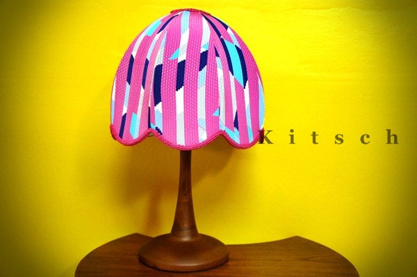 Original Pink Geometric Vintage Retro Fabric Reworked into a Lamp Shade- SHADE ONLY
