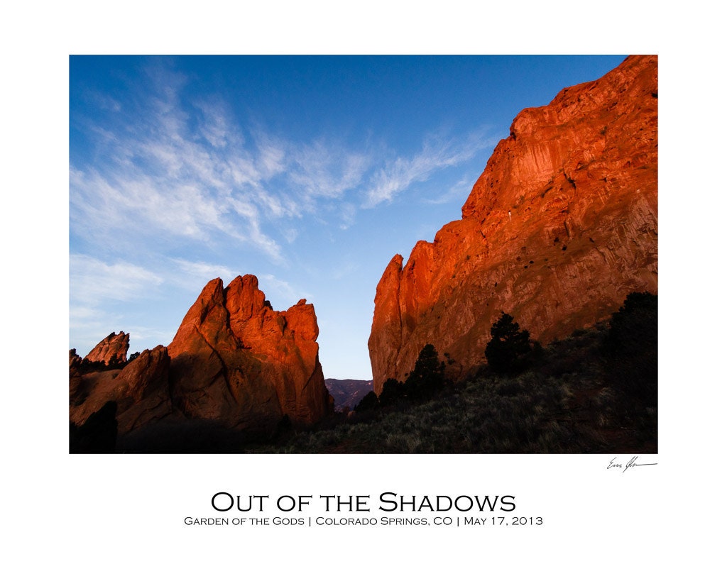 Out of the Shadows, Garden of the Gods, 16x20" Poster