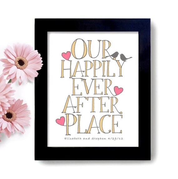 Buy cute gift ideas - Unique Wedding Gift Ideas Love Birds Personalized Framed Art Print Bridal Shower Gift Newlyweds