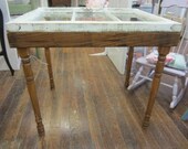Shabby Chic Table Salvage Window Top Three Panes Marriage Piece FREE SHIPPING