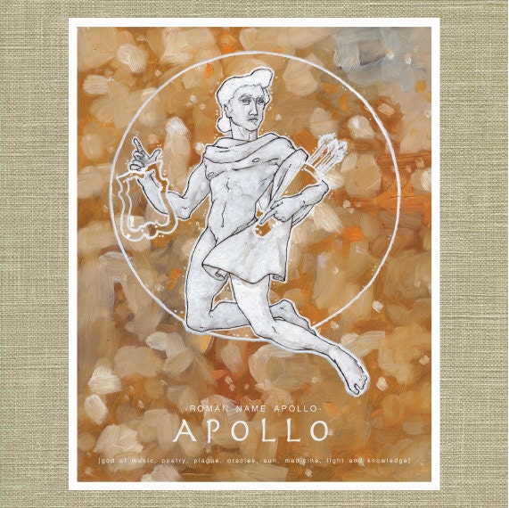 Greek and Roman Gods Apollo God of the Sun - Olympians Art Print 11 x 14