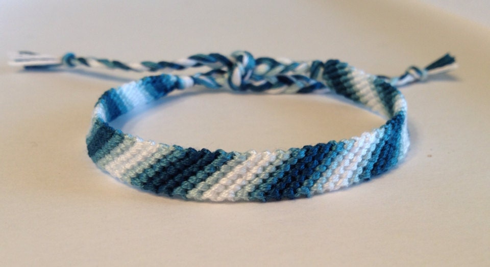 Teal & White Ombré Stripes - Friendship Bracelet