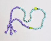 vintage handpainted rhinestone necklace Lavender Neon Mint colorblock