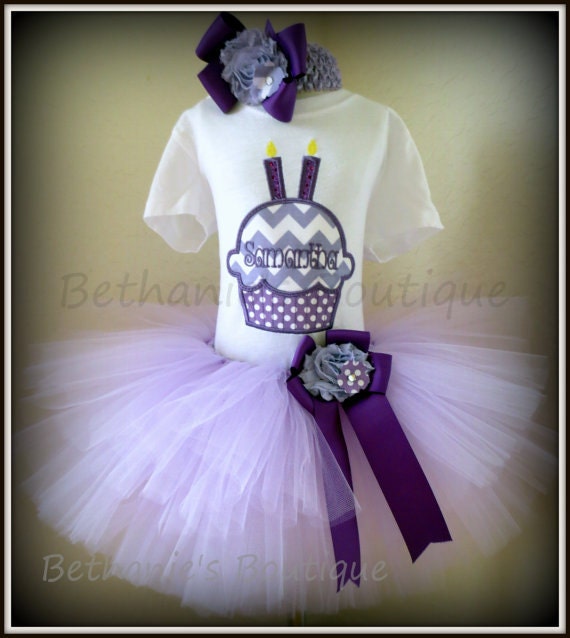 Purple Chevron and Polka Dots Cupcake Tutu Set