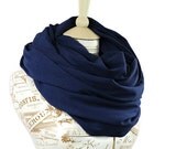 Navy Infinity Scarf Oversized Large Jersey Circle Shawl