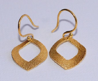 Golden diamond earrings - Sterling silver 925