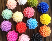 100pcs Chrysanthemum Flowers - Mixed Colors of Beautiful Resin Rose Bobby Pin Charm 22mm MATT U103