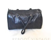 1970s Vintage Navy Blue Speedy Top Handle Duffle Roll Bag