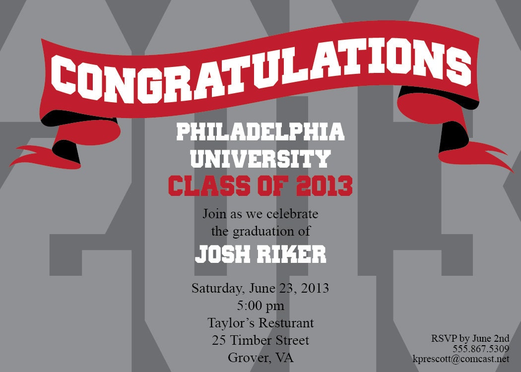 Graduation Invitation, High School Graduation Invitation, College Graduation Invitation, Graduation Party Invitation, 2013 Il_570xn
