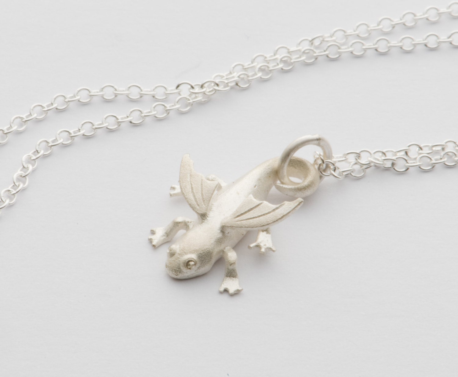 Winged Salamander Necklace - Sterling Silver