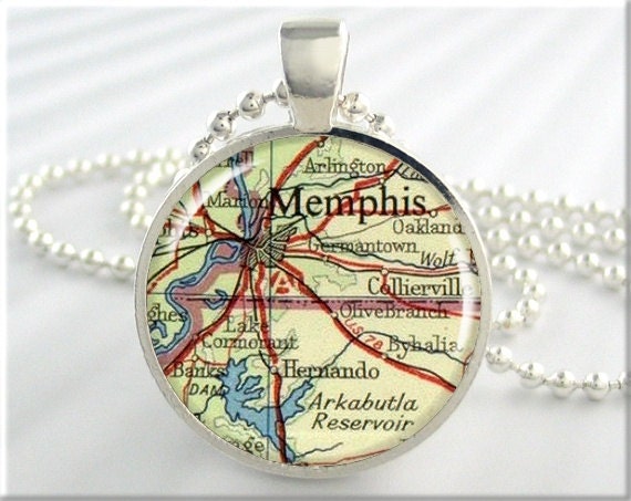 Memphis Map Pendant Resin Pendant Charm Memphis Tennessee Travel Necklace Picture Pendant (536RS)