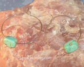 Green Turquoise Hoops of Intuition - Beautiful Reiki Blessed Earrings - 1651