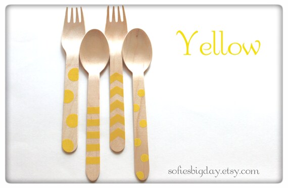 Hand Stamped Wooden Spoons/Forks--stamped utensils-hand stamped utensils- ice cream spoons-birthday utensils-25 count Il_570xn