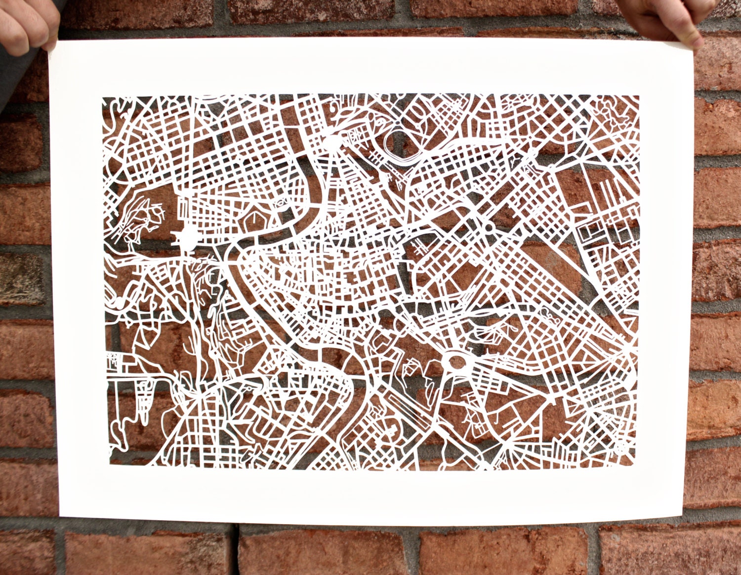 Rome, Italy - Hand-Cut Paper Art 24x18