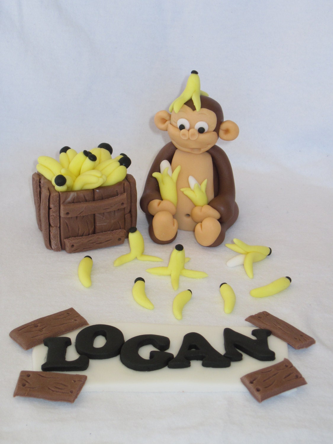 Lil' Monkey "Going Bananas" Fondant Cake Topper
