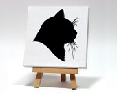 Custom Mini-Canvas pet Silhouette 4x4  hand painted from your photo ORIGINAL ART