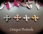 Vintage Cross Connector Charms - 4 Charms Total- Gold, Silver, Rose Gold, Gun Metal