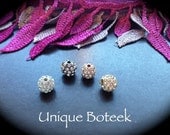 8mm Pave Bead - Mixed Lot- Gold, Silver, Gun Metal and Rose Gold - 4 TOTAL