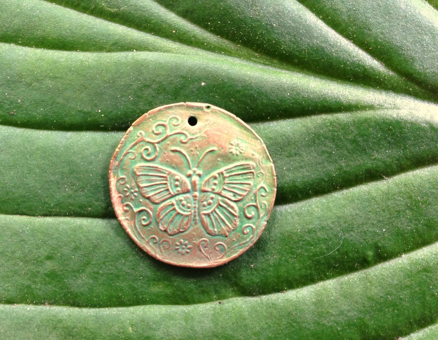 Small Bronze Butterfly Coin Pendant