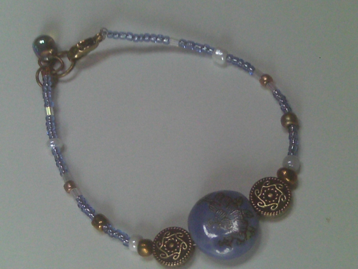 Violet Blue Summer Bracelet, Graceful, Feminine Violet/Blue Crystals and Asian Themed  Jewelry, Summer Designs Jewelry