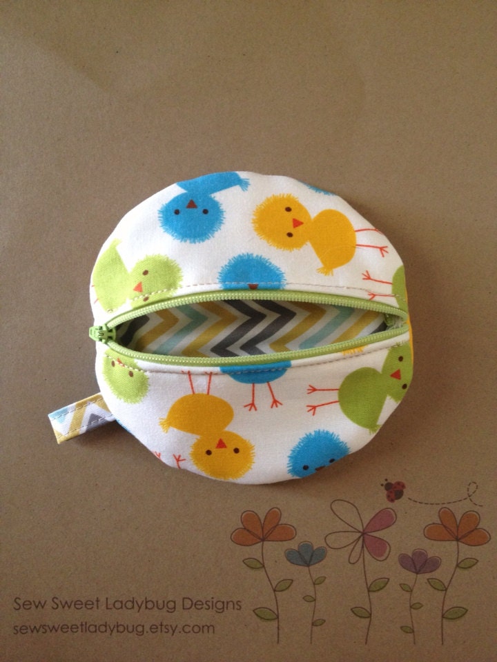 Paci Pod in Robert Kaufman Fabric Ann Kelle Urban Zoologie Baby Chicks Mint Blossom Down Under Chevron Baby Boy Paci Pod Ready to Ship