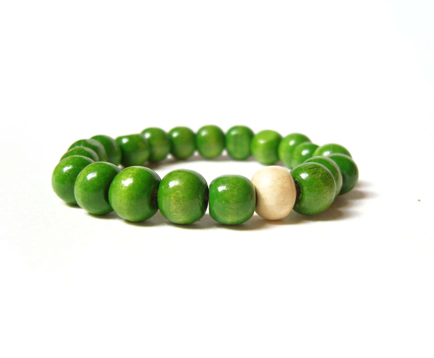 Wooden Bead Bracelet, Green Beaded Bracelet, Wood Bead Bracelet UK