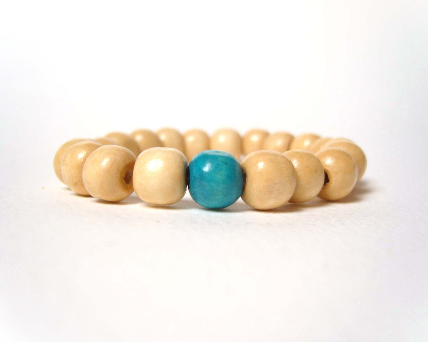 Wooden Bead Bracelet, Beaded Stretch Bracelet, Elastic Beaded Bracelet, Color Block Jewelry UK Seller