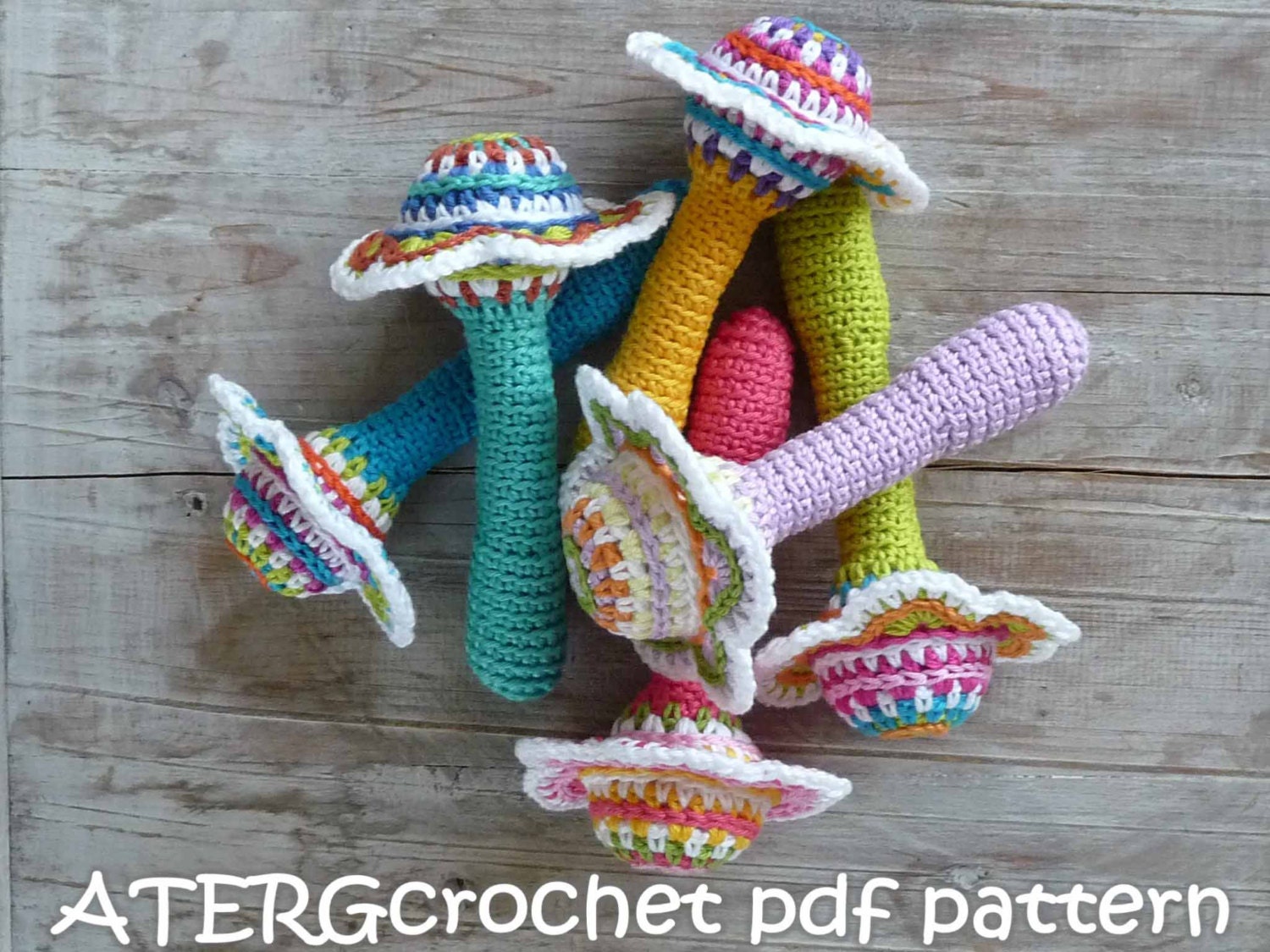 Crochet pattern flower baby rattle by ATERGcrochet
