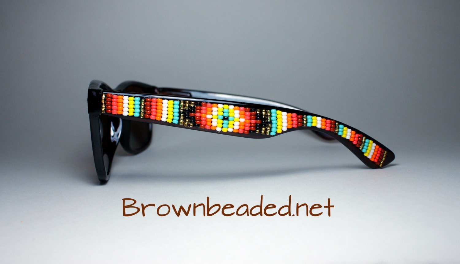 Beaded Sunglasses Coral and Gold
